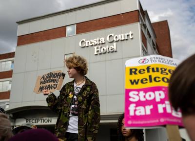 Altrincham Hotel Protest-stock-foto