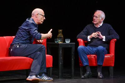 2025 - Lesung "Termin mit Schmidt", zwischen Harald Schmidt und Joachim Meyerhoff, im Stadttheater Gmunden, im Rahmen der Salzkammergut Festwochen Gmunden, am 27.07.2025.-stock-foto