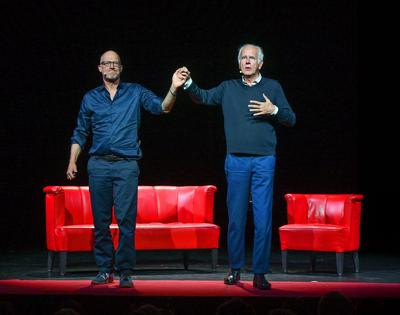 2025 - Lesung "Termin mit Schmidt", zwischen Harald Schmidt und Joachim Meyerhoff, im Stadttheater Gmunden, im Rahmen der Salzkammergut Festwochen Gmunden, am 27.07.2025.-stock-foto