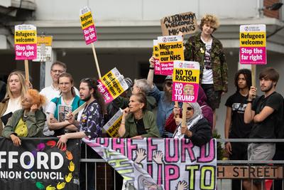 Altrincham Hotel Protest-stock-foto