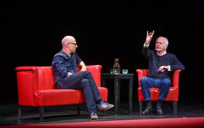2025 - Lesung "Termin mit Schmidt", zwischen Harald Schmidt und Joachim Meyerhoff, im Stadttheater Gmunden, im Rahmen der Salzkammergut Festwochen Gmunden, am 27.07.2025.-stock-foto
