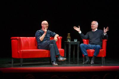 2025 - Lesung "Termin mit Schmidt", zwischen Harald Schmidt und Joachim Meyerhoff, im Stadttheater Gmunden, im Rahmen der Salzkammergut Festwochen Gmunden, am 27.07.2025.-stock-foto