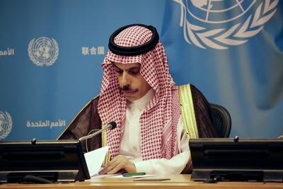 Press briefing for the peaceful settlement of the question of palestine and on implementation of a two-state solution .-stock-foto