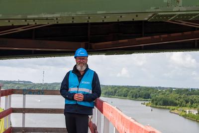 29.07.2025, Rader Hochbr?cke, A7, Wirtschafts-, Verkehrs- und Tourismusminister Claus Ruhe Madsen besucht die Baustelle-stock-foto