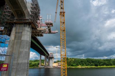 29.07.2025, Rader Hochbr?cke, A7, Wirtschafts-, Verkehrs- und Tourismusminister Claus Ruhe Madsen besucht die Baustelle-stock-foto