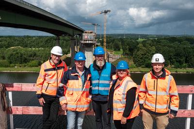 29.07.2025, Rader Hochbr?cke, A7, Wirtschafts-, Verkehrs- und Tourismusminister Claus Ruhe Madsen besucht die Baustelle-stock-foto