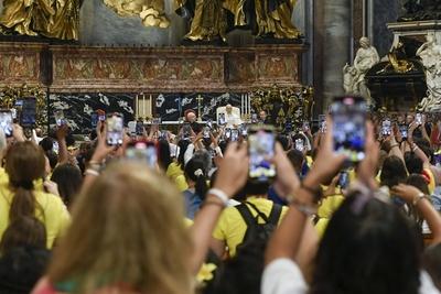 ITALY-VATICAN POPEPOPE LEO XIV RECEIVES IN PRIVATE AUDIENCE DIGITAL INFLUENCERS AND MISSIONAIRES IN PRIVATE AUDIENCE 29-07-2025-stock-photo