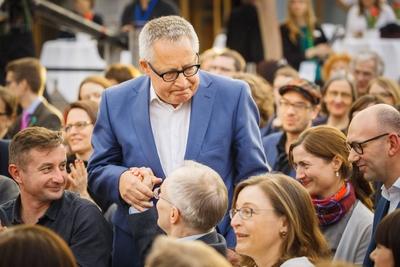 Leipziger Buchmesse 2018. Karl Schl?gel ( Gewinner des Preises der Leipziger Buchmesse Sachbuch ) am 15.03.2018 auf der-stock-photo