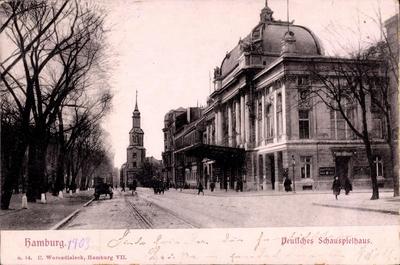 Hamburg Stra?enpartie am Deutschen Schauspielhaus Kirche AUFNAHMEDATUM GESCH?TZT-stock-foto