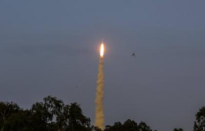 Rocket Launch :GSLV Mk II (F16) ? Geosynchronous Satellite Launch Vehicle-stock-foto