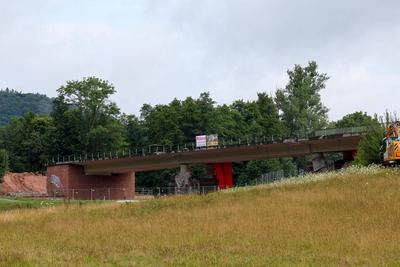 Br?ckensprengung Talbr?cke an der B45 bei Bad K?nig/Zell-stock-foto