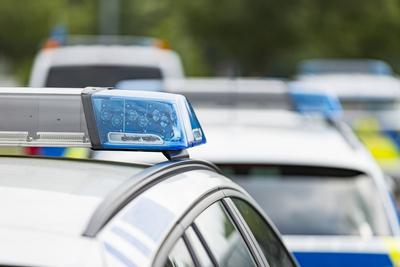 Presse:  Grosskontrolle der Polizei Unterfranken-stock-foto