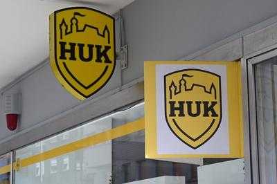 Logo, Schriftzug der Firmengruppe HUK-Coburg Haftpflicht Unterst?tzungs-Kasse kraftfahrender Beamter Deutschlands a. G.-stock-foto