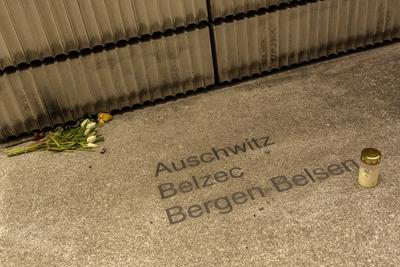 Der Wiener Judenplatz war im Mittelalter das Zentrum der j?dischen Gemeinde Wiens. Mit dem Mahnmal f?r die ?sterreichisc-stock-foto