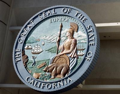 Bildnummer: 52381694  Datum: 30.12.2007  Copyright: imago/Chai von der LaageGreat Seal of the State of California, Objekte; 2007, San Francisco, USA, Kalifornien, Siegel, Staat, Bundesstaat; , quer, Kbdig, Einzelbild, Freisteller, Wappen, Logos,  ,  , Nordamerika-stock-photo