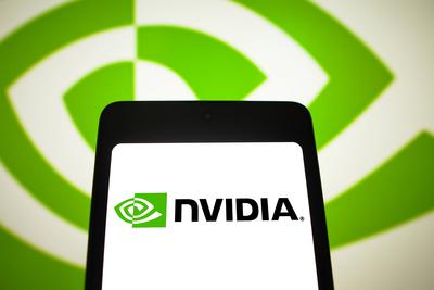 February 24, 2024, Brazil. In this photo illustration, the Nvidia Corporation logo is displayed on a smartphone screen a-stock-foto