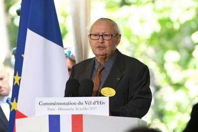 serge Klarsfeld ( president des fils et filles des deportes juifs de France ) at ceremony commemorating the 75nd annive-stock-foto