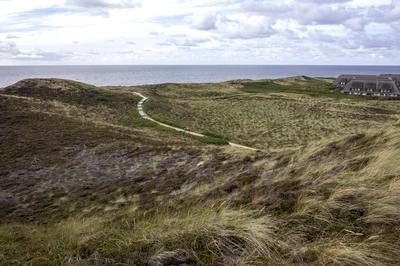 Sylt: Reizvolle Natur mit Heide und Dünen. Eine reizvolle Naturlandschaft umgibt den bekannten Urlaubsort Kampen (im Bil-stock-foto
