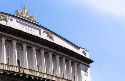 Exterior View of Real Teatro di San Carlo in Naples, Italy Naples, Italy - June 24, 2024: Elegant architectural details-stock-foto