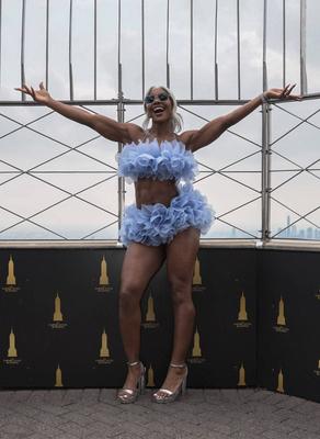 Wwe superstar jade cargill visits empire state building ahead of summerslam showdown-stock-foto