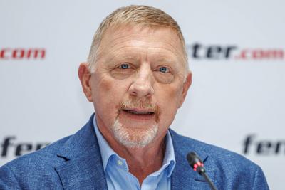 Pressetermin mit Boris Becker und Stefan Effenberg-stock-foto