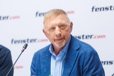 Pressekonferenz - Boris Becker Fenster.com Kampagne-stock-foto