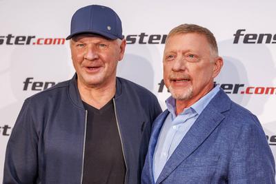 Pressetermin mit Boris Becker und Stefan Effenberg-stock-foto