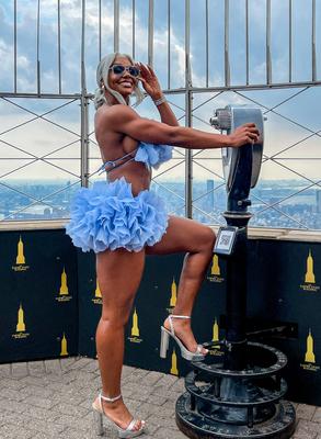 Wwe superstar jade cargill visits empire state building ahead of summerslam showdown-stock-foto