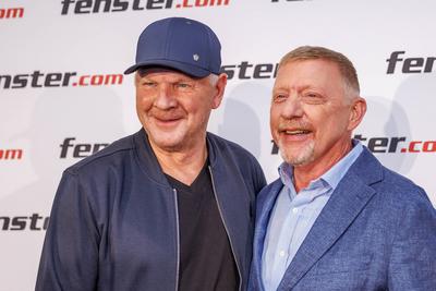 Pressetermin mit Boris Becker und Stefan Effenberg-stock-foto