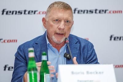 Pressetermin mit Boris Becker und Stefan Effenberg-stock-foto