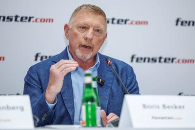 Pressetermin mit Boris Becker und Stefan Effenberg-stock-foto