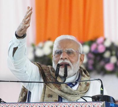 PM Narendra Modi Lays Foundation Stones And Inaugurates Many Development Projects In Bihar-stock-foto