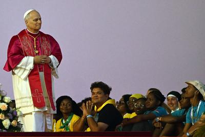 ITALY - POPE LEO XIV  DURING A PRAYER VIGIL FOR THE JUBILEE OF YOUTH AT TOR VERGATA IN ROME  - 2025/8/2-stock-foto