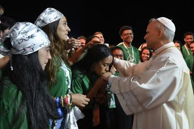 ITALY - POPE LEO XIV  DURING A PRAYER VIGIL FOR THE JUBILEE OF YOUTH AT TOR VERGATA IN ROME  - 2025/8/2-stock-foto