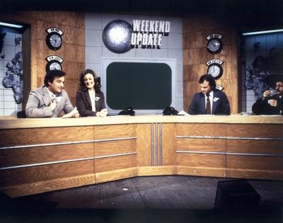 Studio Publicity Still from Saturday Night Live John Belushi, Jane Curtin, Bill Murray, circa 1978 Los Angeles CA USA P-stock-foto