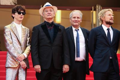 74th Cannes Film Festival. Red carpet of the film The French dispatch . Timothee Chalamet, Bill Murray, Hippolyte Girar-stock-foto