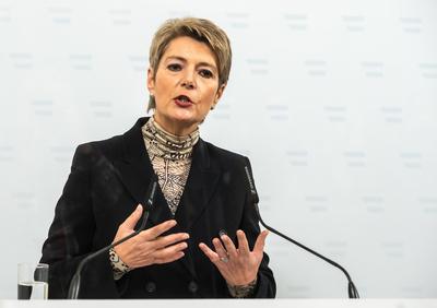 20220201 Press statements of Minister of the Interior and Swiss Federal Councillor after a work meeting VIENNA, AUSTRIA-stock-foto