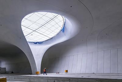 Baden-W?rttemberg, Baustelle Hauptbahnhof Stuttgart Unterirdische Kathedrale: zwei Jahre vor Inbetriebnahme sind die Roh-stock-foto
