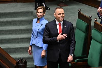 06.08.2025 WARSZAWA SEJM RP CEREMONIA ZAPRZYSIEZENIA PREZYDENTA KAROLA NAWROCKIEGO KAROL NAWROCKI Z ZONA MARTA NAWROCKA-stock-foto