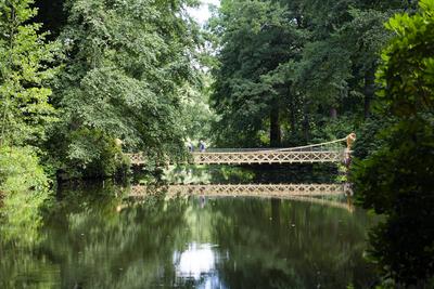 L?wenbr?ck im Tiergarten neu errichtet-stock-foto