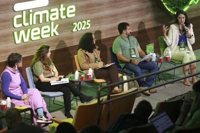 Sao Paulo Climate Week 2025 at Itau Cube-stock-foto