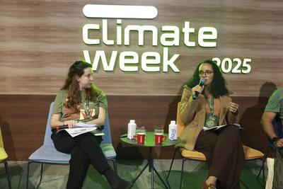 Sao Paulo Climate Week 2025 at Itau Cube-stock-foto