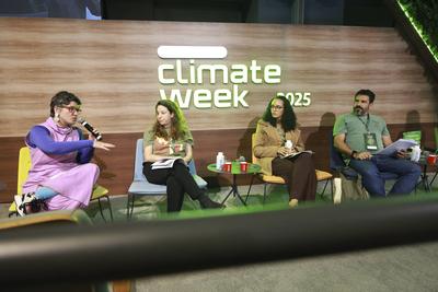 Sao Paulo Climate Week 2025 at Itau Cube-stock-foto