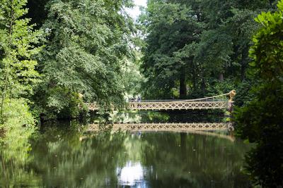 L?wenbr?ck im Tiergarten neu errichtet-stock-foto