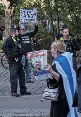 Mahnwache f?r Geiseln der Hamas-stock-foto