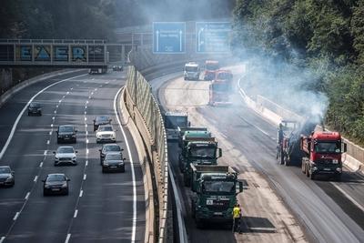 A52 Autobahnbaustelle-stock-foto