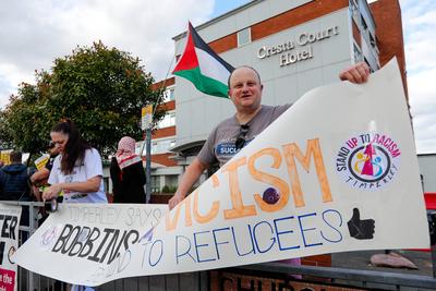 Altrincham Hotel Protest-stock-foto