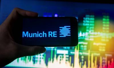 DAX Corporations Das Logo von der R?ckversicherung Munich Re ist in dieser Illustration zu sehen-stock-foto
