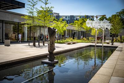 Berlin Mitte Tiergarten; das Kulturforum : die NEUE NATIONALGALERIE, Architekt: Mies van der Rohe - Sammlung Skulpturen-stock-foto
