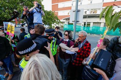 Altrincham Hotel Protest-stock-foto